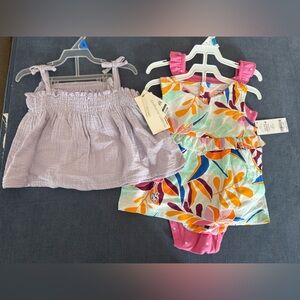 Carters Toddler Girls 24 Month Tank Top and Bloomer Bundle Floral Gauze Summer